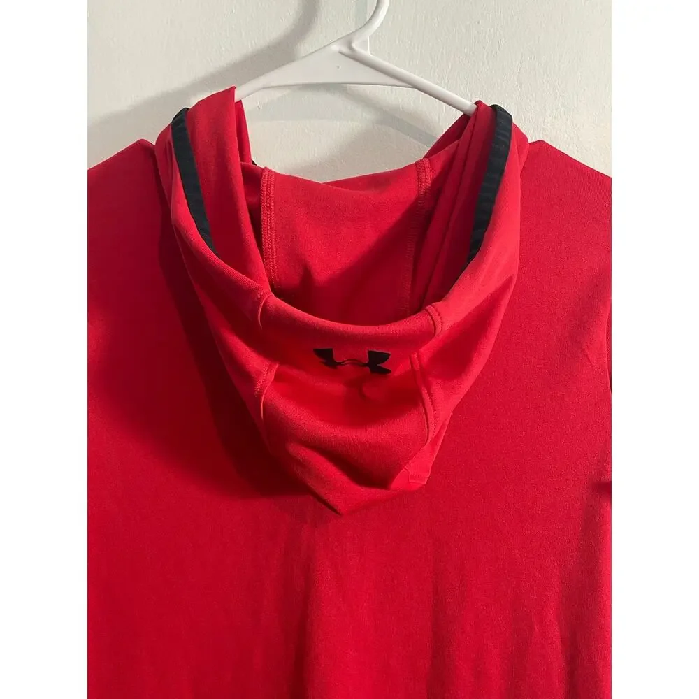 Under Armour Hoodie Youth Medium Red Quarter Zip Hear Gear Athletic Sporty